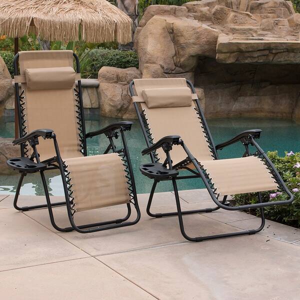 Shop Belleze 2 Pack Zero Gravity Patio Lounge Chairs Recliner
