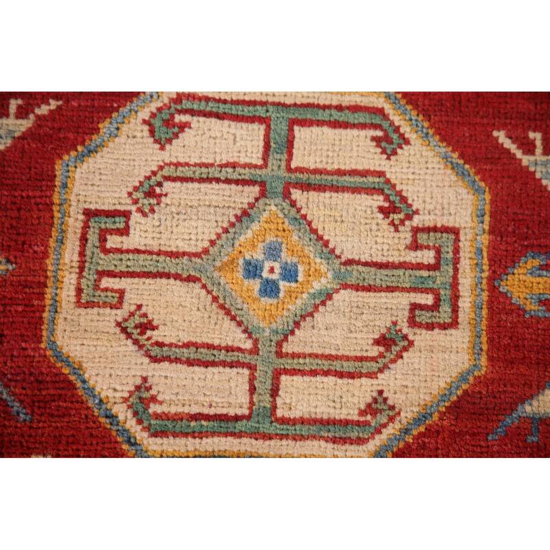 Red Kazak Accent Rug Handmade Traditional Oriental Wool Carpet - 2'7"x 4'0"