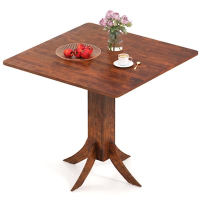 Walnut Rubber Wood and MDF Square Dining Table for 2 to 4 People - 33" x 33" x 30.5"