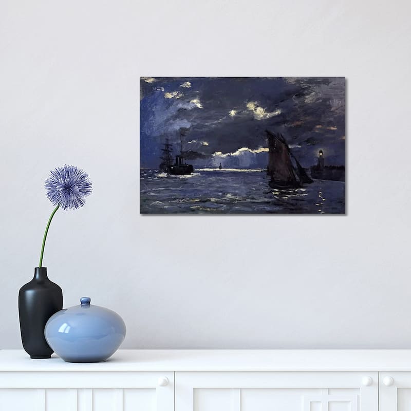 iCanvas "A Seascape, Shipping by Moonlight" by Claude Monet Canvas Print - 12x18x1.5