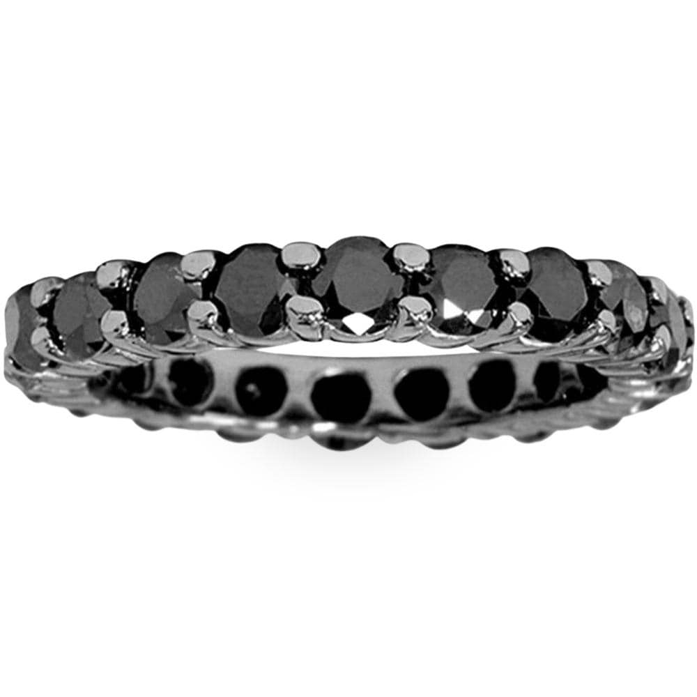 Bliss Diamond 2 CT Black Diamond Eternity Ring Black Gold