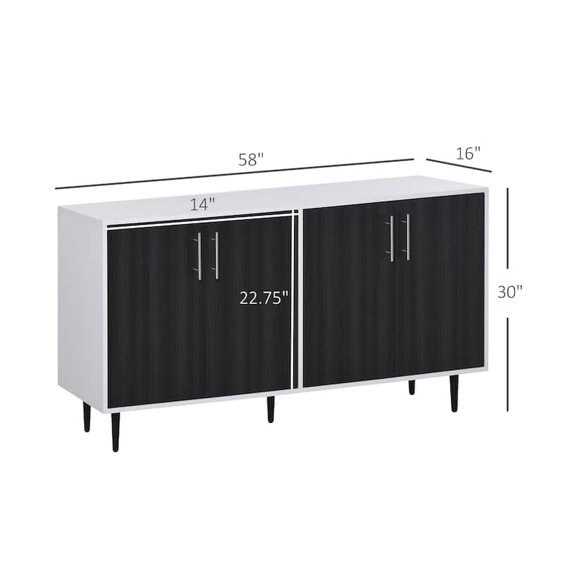 HOMCOM Modern Sideboard Buffet Kitchen Storage Cabinet with Adjustable Shelves, Anti-Topple Design, and Large Countertop, Grey
