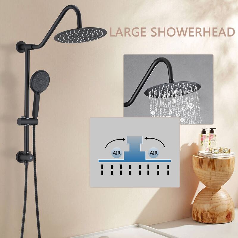 Vanityfair Shower System With 10" Rain Shower Head, 4-function Shower Head With Handheld, Adjustable Slide Bar