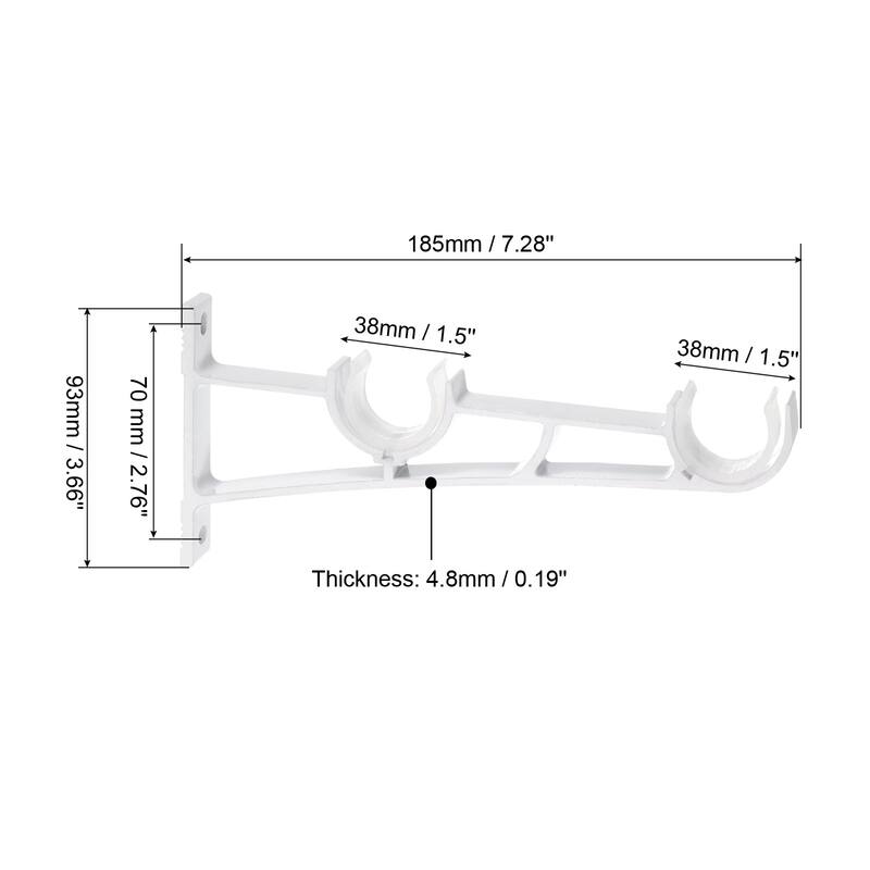 Double Curtain Rod Bracket, 4Pcs - Aluminum Alloy Curtain Rod Holders - White