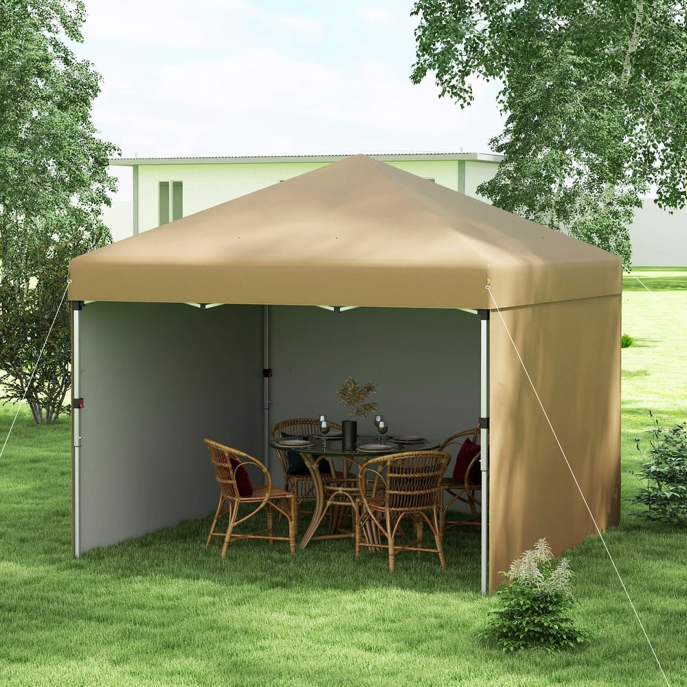 Outsunny 10' x 10' Pop Up Canopy with 3 Sidewalls, Leg Weight Bags and Carry Bag, Height Adjustable Party Tent