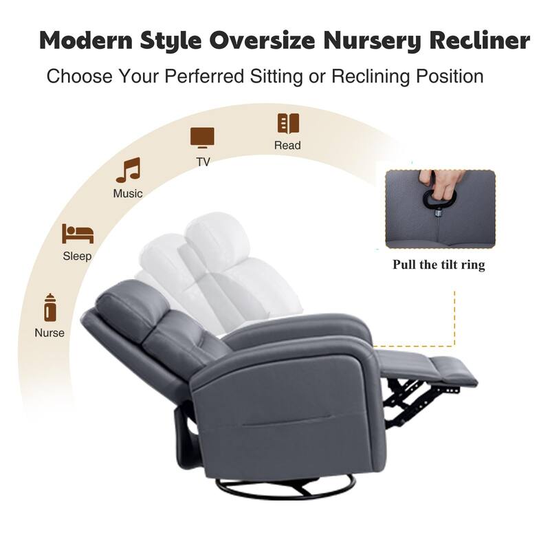 Aemeios Faux Leather Swivel Glider Rocker Manual Recliner Set of 2