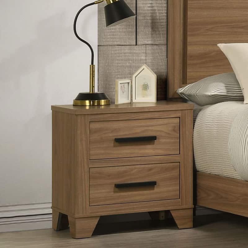 Furniture of America Nyess Modern Chestnut Brown Wood 2-Drawer Nightstand - Chestnut Brown