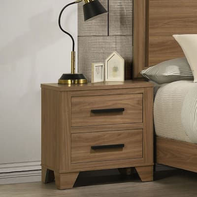 Furniture of America Nyess Modern Chestnut Brown Wood 2-Drawer Nightstand