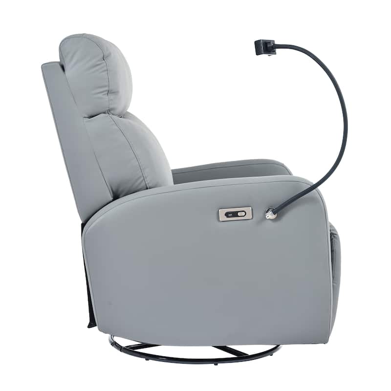 PU Power Swivel Recliner Chair with 270° Rotation, Electric 95-160° Recline and Dual USB Ports - 330lb Capacity