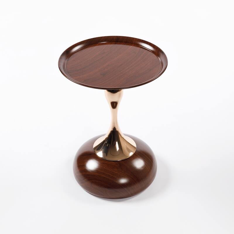 Mermaid Tail End Coffee Table Round Side Table with Metal Base Table, for Living Room Bedroom Office Garden