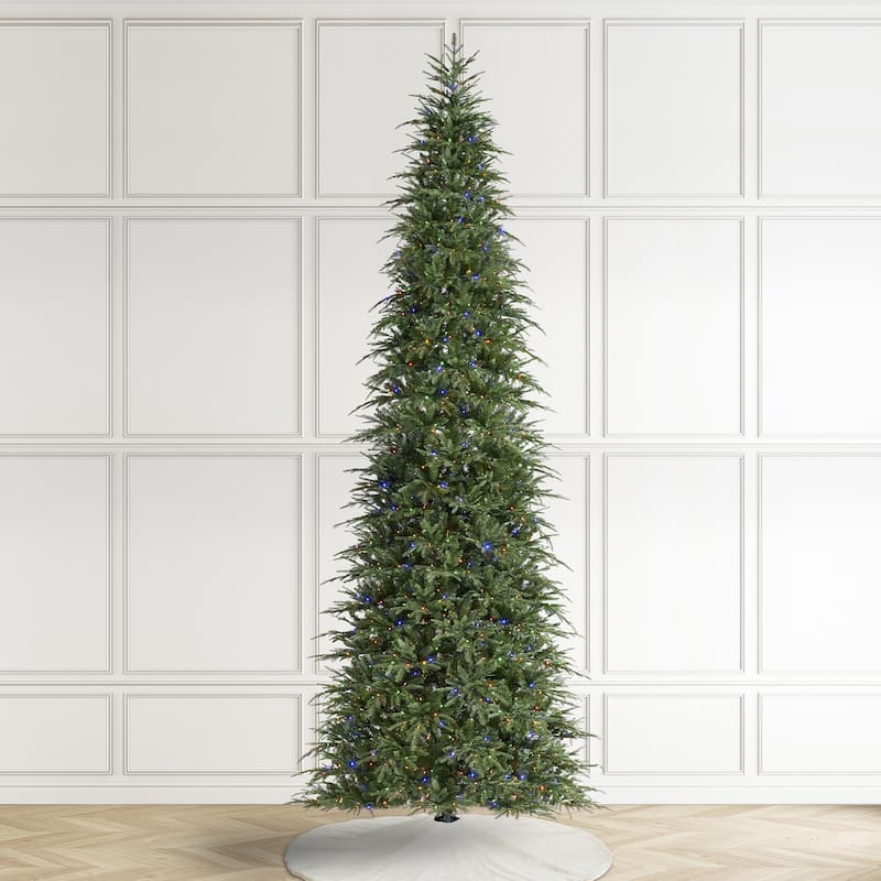 Glitzhome 15FT Pre-Lit Slim Fir or Spruce Artificial Christmas Tree with 1500/1400 Warm White LED Lights