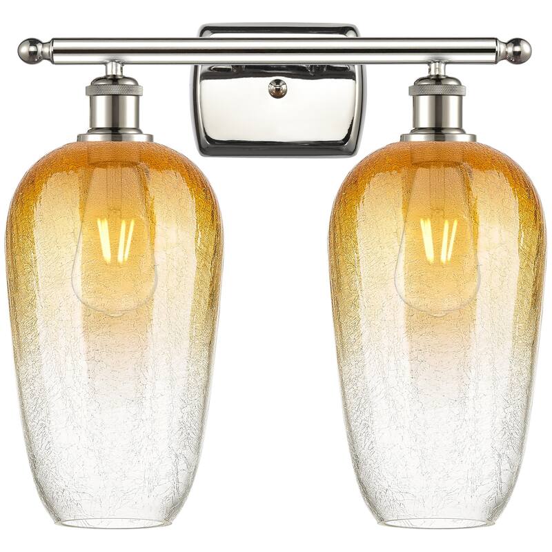 Innovations Lighting 516-2W-16-17 Brookhaven Flute Vanity Brookhaven - Polished Nickel / Amber