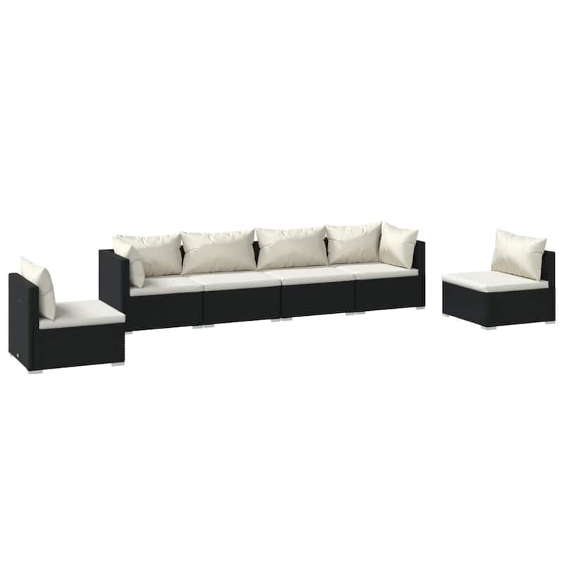 vidaXL Patio Lounge Set Outdoor Sectional Sofa Set Table Garden Poly Rattan - 27.6" x 27.6" x 23.8"