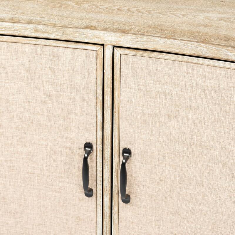 Bellefontaine Natural Fir Veneer & Fabric w/ Graphite Frame & 2 Doors Accent Cabinet