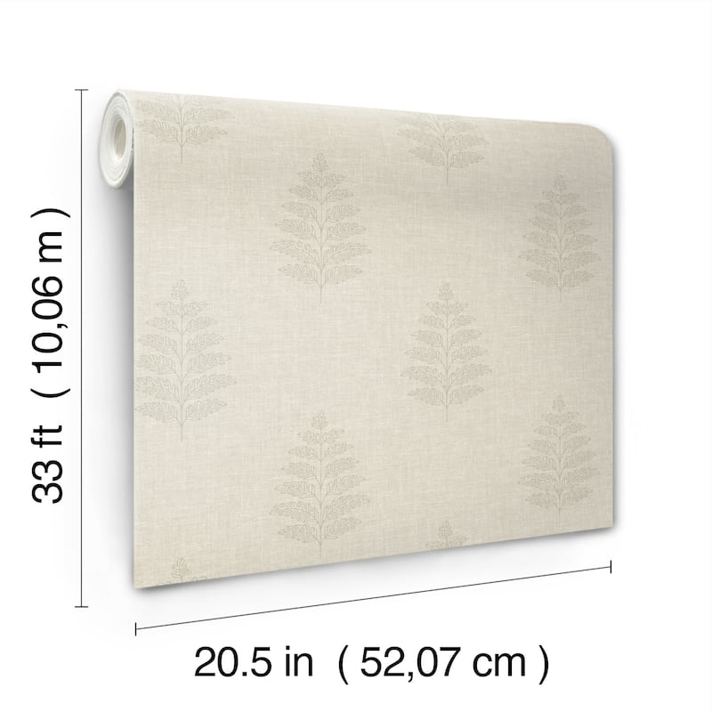 Chesapeake Frond Beige Leaf Wallpaper