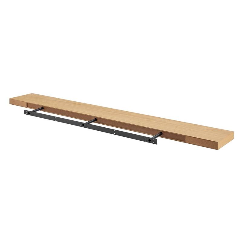 HomeRoots 75" Natural Wooden Wall Mounted Floating Shelf