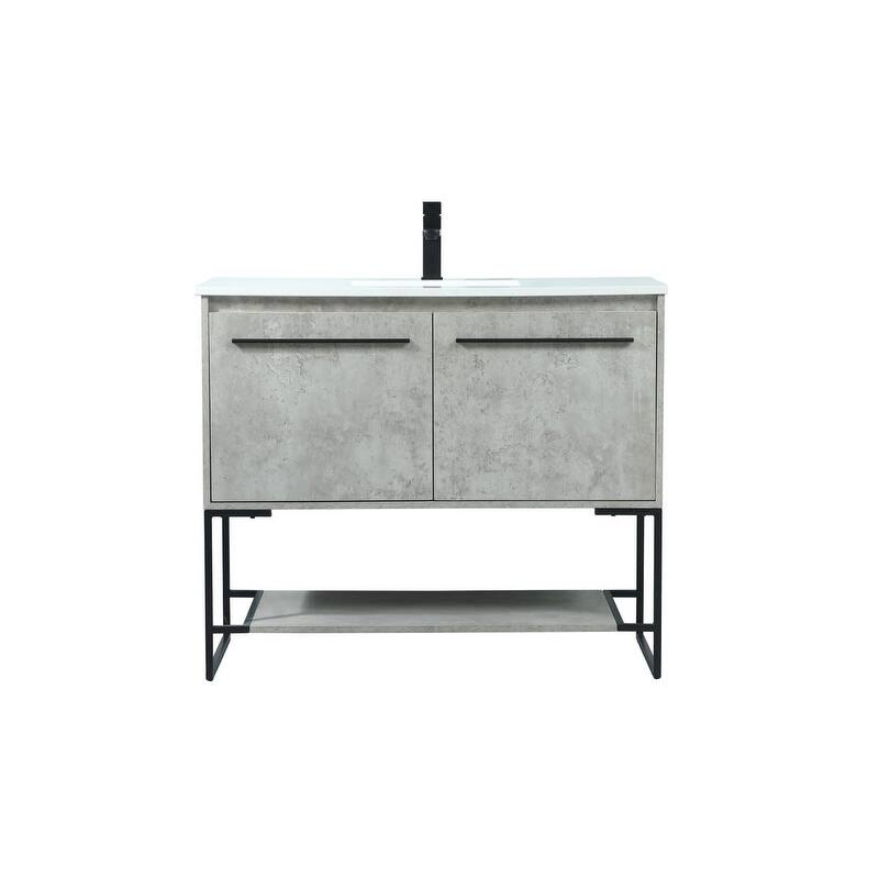 Elegant Lighting VF42540M Sloane 40" Free Standing Single Basin Vanity - Concrete Grey - Steel Finish