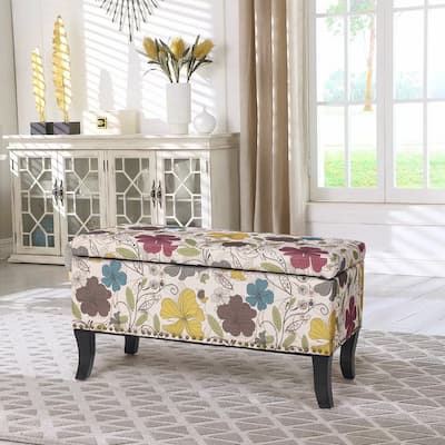 Adeco Storage Ottoman Rectangular Bench Fabric Assembly Required