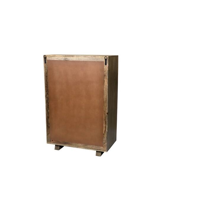 HomeRoots 35" Brown Carved Geometric Solid Wood Five Drawer Dresser