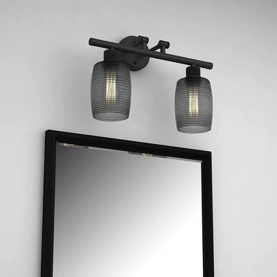 2 Light Vanity Light in Burning gray with Smoked Glass - W:17.80*H:12.36*E:7.40