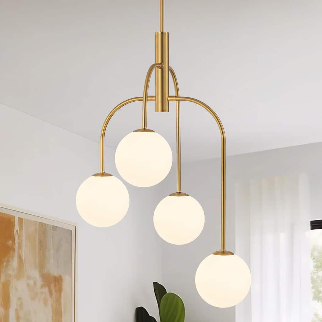 4/6-Light Glass Bubble Dimmable Sputnik Modern Linear Chandelier