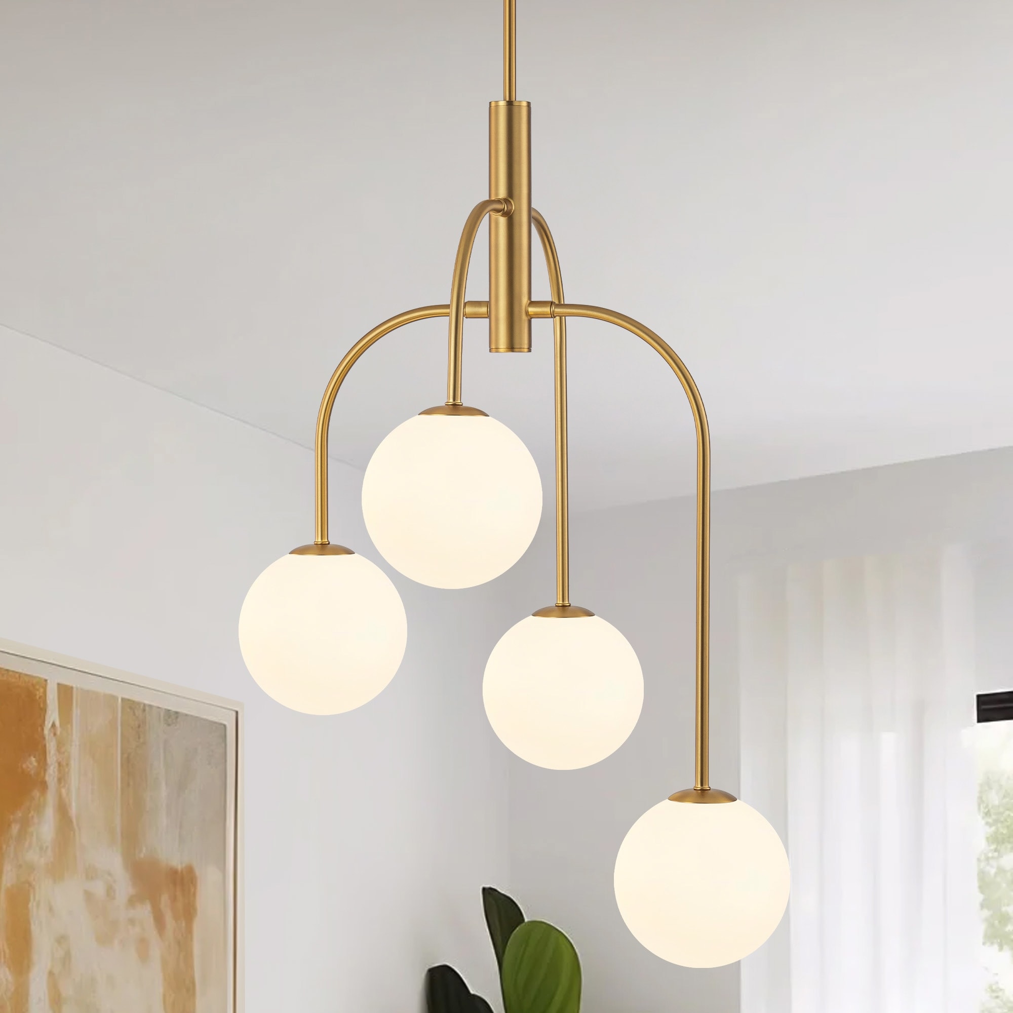 4/6-Light Glass Bubble Dimmable Sputnik Modern Linear Chandelier