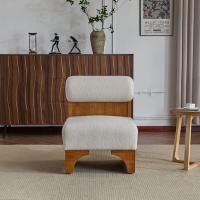 Modern Boucle Lounge Chair with Solid Wood Frame