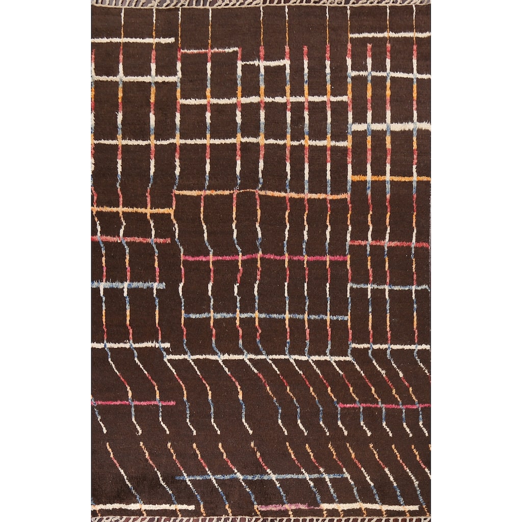 Contemporary Geometric Moroccan Oriental Area Rug Handmade Wool Carpet - 8'2" x 10'5"