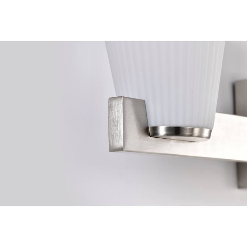 Royale 4 Light Vanity Brushed Nickel Finish Ribbed White Glass - Brushed Nickel