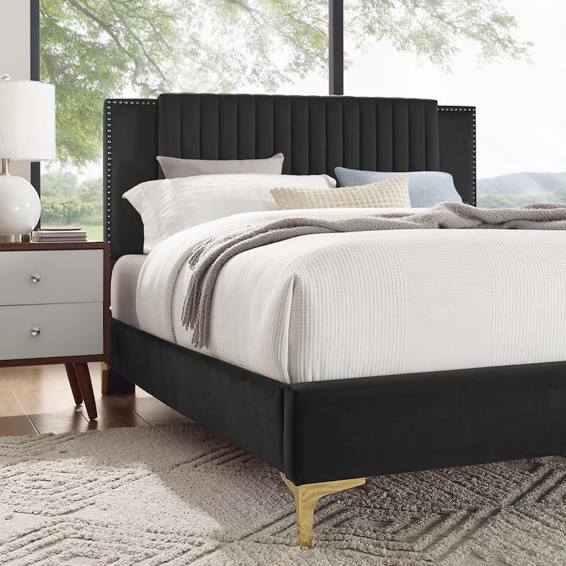 Zahra Channel Tufted Performance Velvet Full Platform Bed
