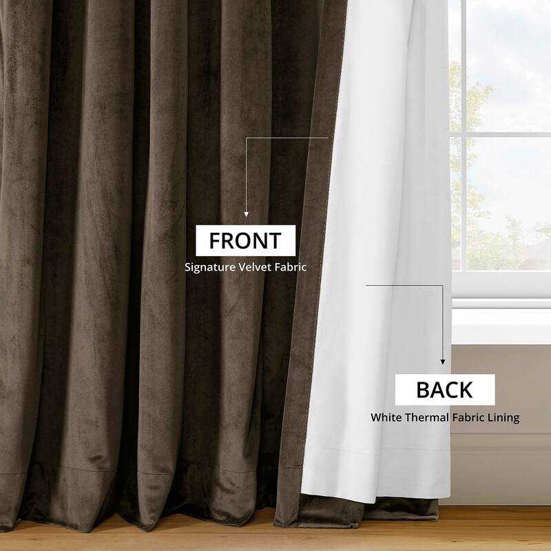Exclusive Fabrics Signature Extra Wide Java Velvet Blackout Curtain (1 Panel) - Luxurious Blackout Drapery for Elegant Décor