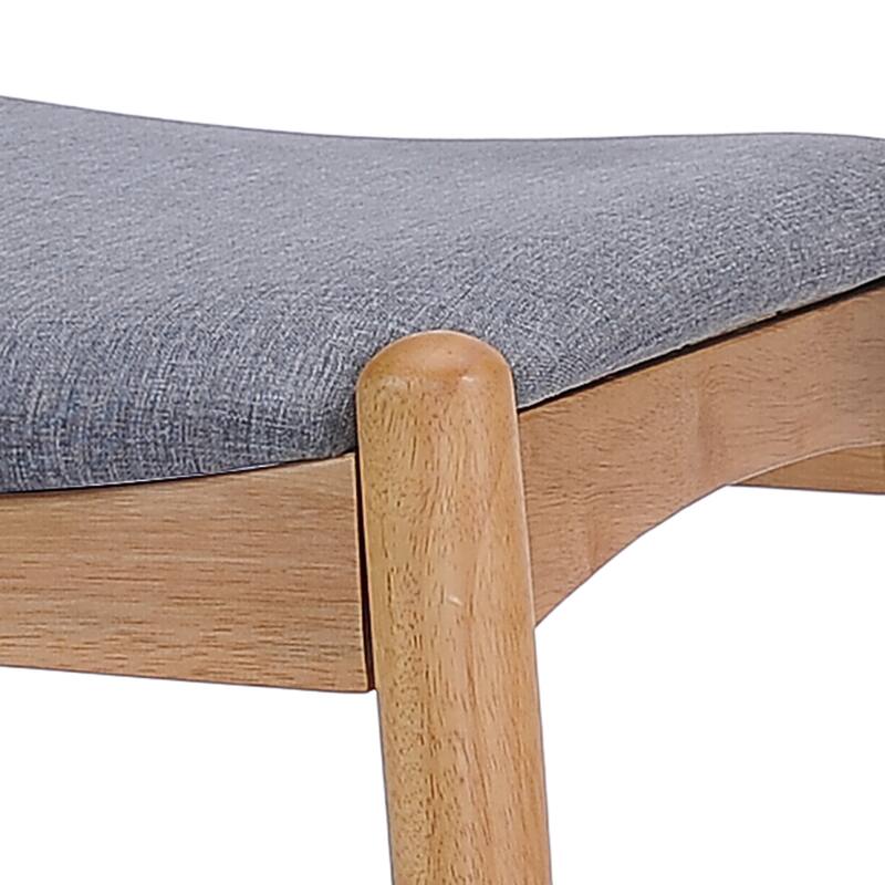 Roomfitters Set of 2 Solid Rubberwood Dining Chairs with Arched Ergonomic Backrest and Padded Cushions, Natural & Gray