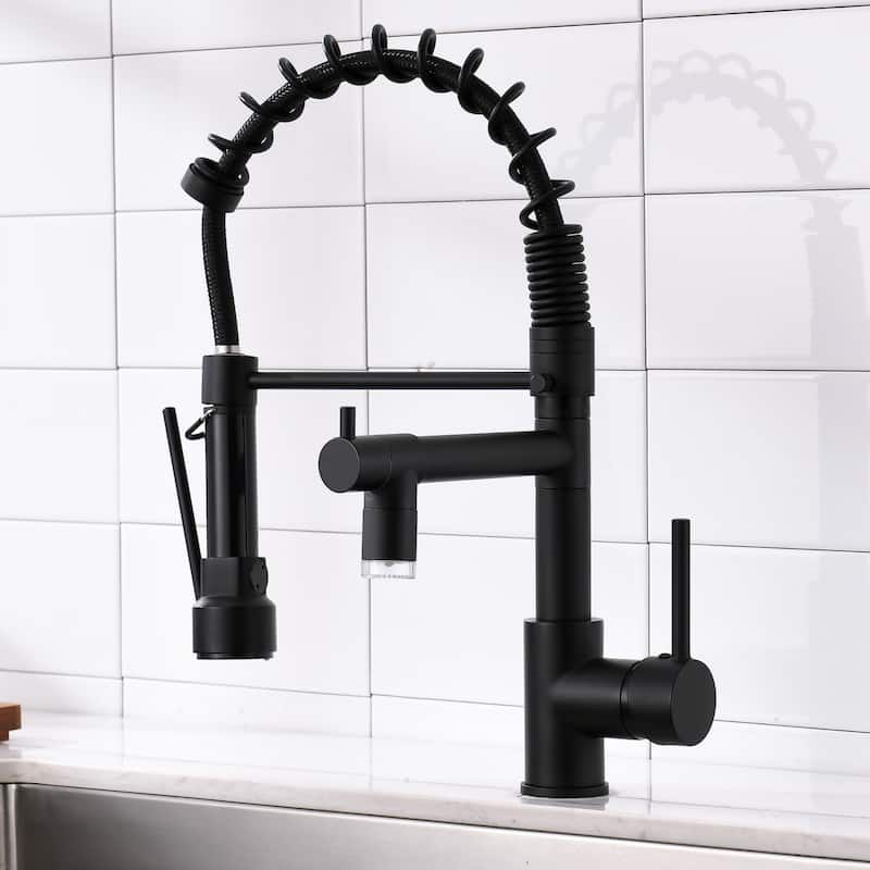 Single lever pull-down kitchen faucet