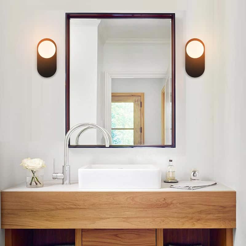 Set of 2 vanity light black mount light glass, metal wall light