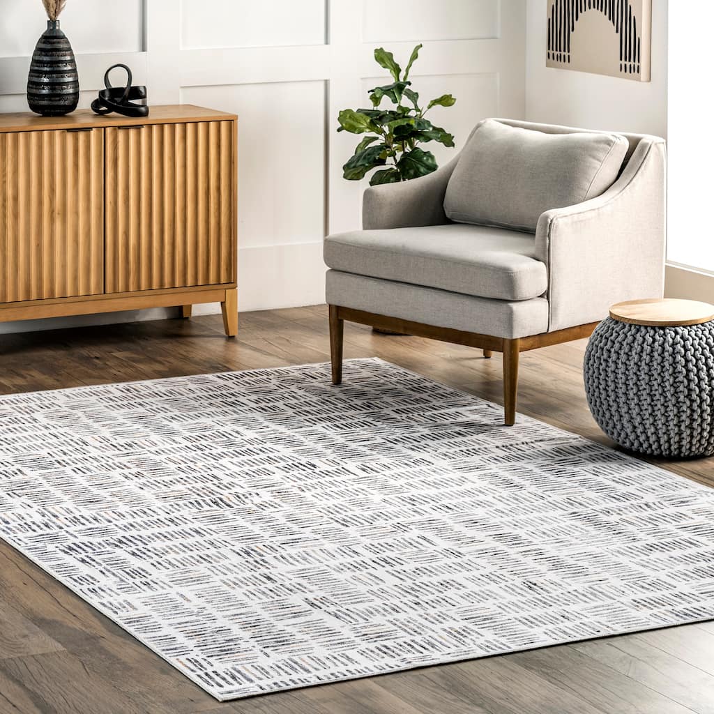 Nuloom Mitzi SpinClean Abstract Lines Machine Washable Area Rug