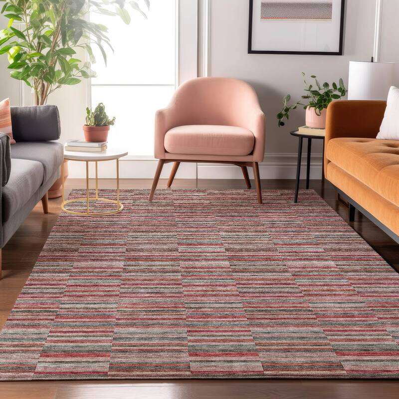 Premium Washable Super Soft Geo Stripe Mayfield Rug - Red - 5' x 7' 6" - Rectangle