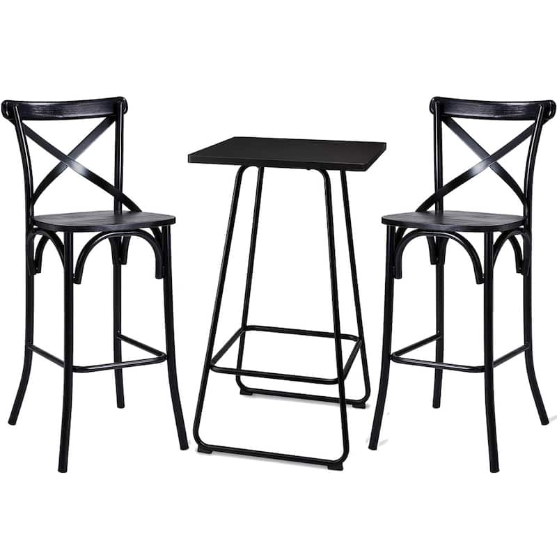 Carbon Loft Greenwood Industrial Metal Pub/Bar Table With Elm Top