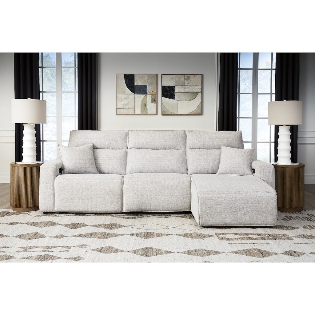 Signature Design by Ashley Modmax II Light Beige 3-Piece Reclining Sofa Chaise - 118"W x 66"D x 42"H