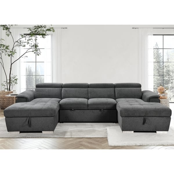 U-Shaped Sleeper Sofa-2 in 1 Pull Out Sectional Sofa Bed with Double ...