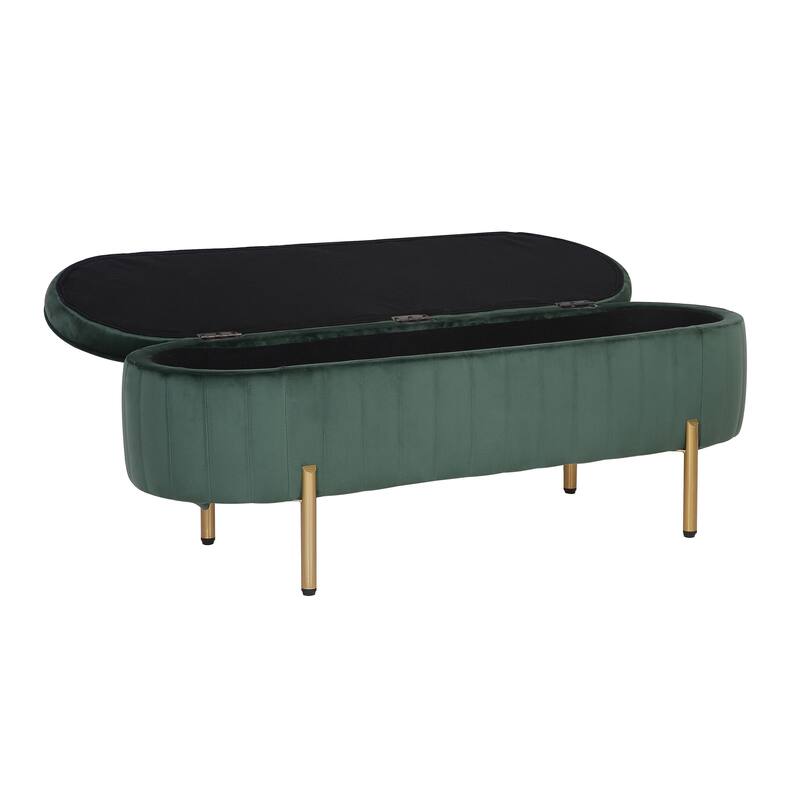 Porthos Home Vrai Storage Ottoman Bench, Velvet and Gold Legs