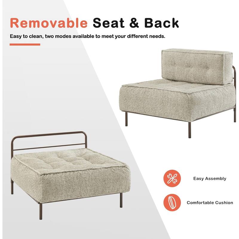 MCombo Modular Sofa Couch with Removable Cushion, 3 Seaters Accent Sofa Chair