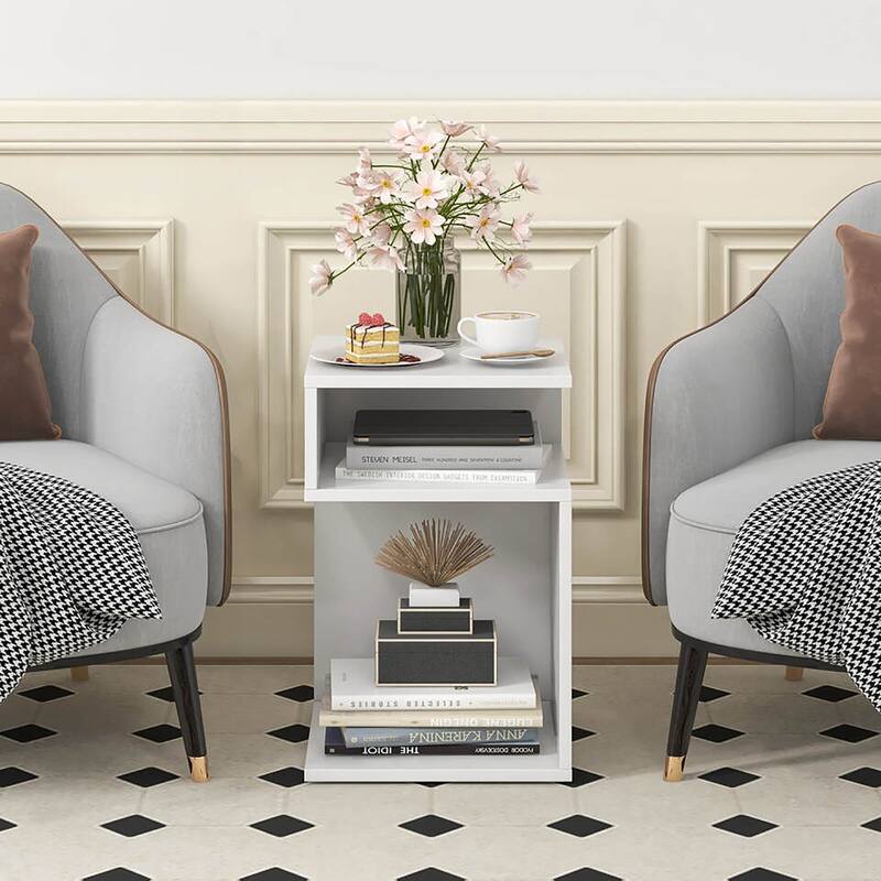 Gymax 2PCS S-Shaped Side Table for Small Space Morden End Table