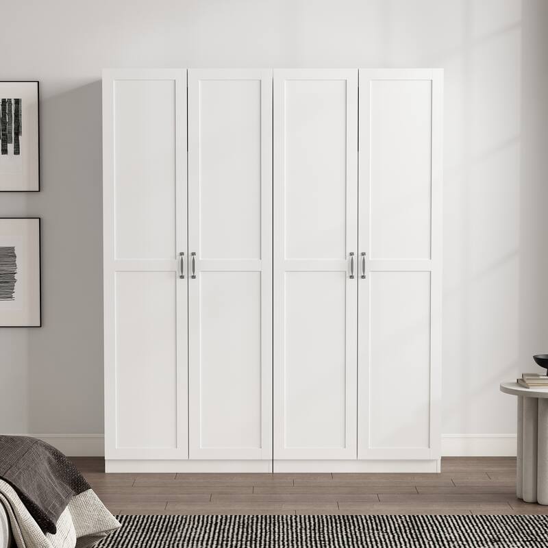 Manhattan Comfort Cornelia Modern Adjustable Shelf Storage Closet 2.0 - White Set of 2
