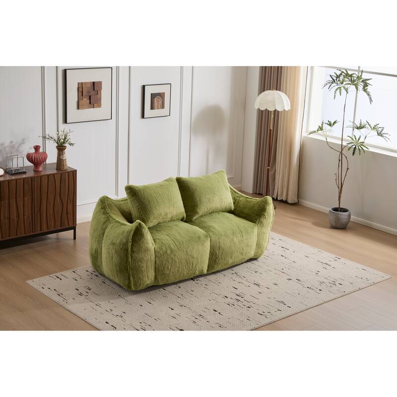 Oversized Bean Bag Sofa Reading Chair, 2-Seater Giant Bean Bag Couch with Pillows, Loveseat Chaise Lounge Sofa Chair