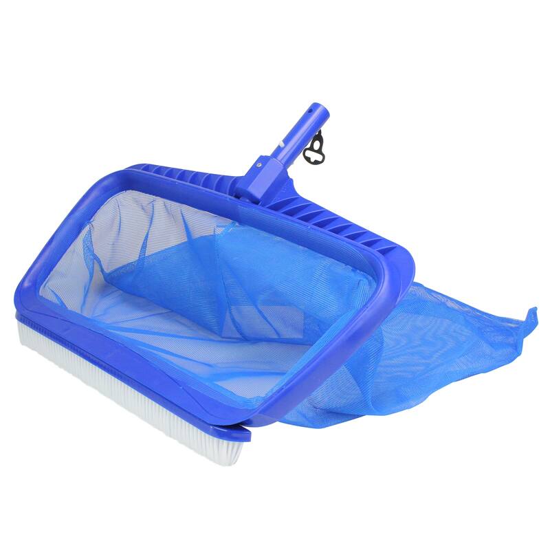 Blue Professional Deep Bag Swimming Pool Skimmer Rake and Brush Combo