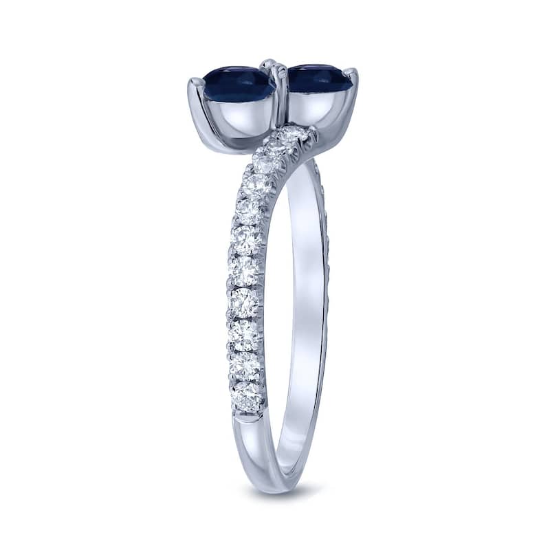 Auriya 14k Gold 1/2ct Blue Sapphire 2-Stone Diamond Engagement Ring 1/2ctw