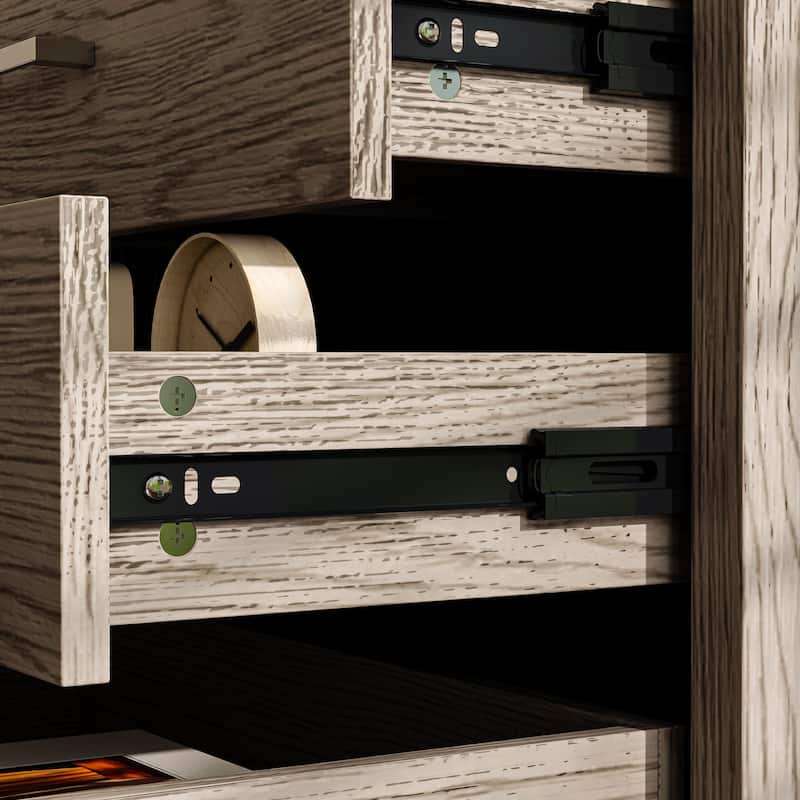 Chic Wooden 3-Drawer Nightstand: Wood Finish with Hidden Drawer for Secret Storage Bedside Table