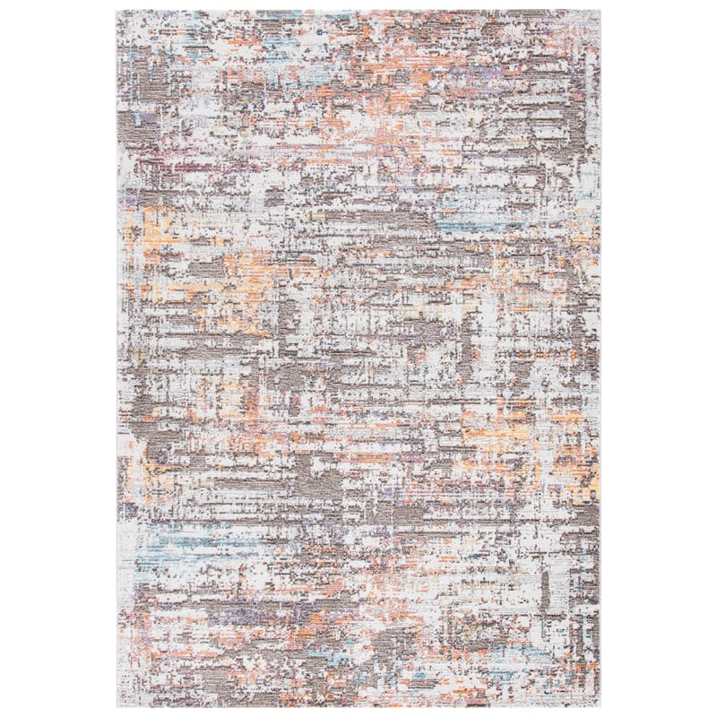 SAFAVIEH Crystal Yumi Modern Abstract Distressed Rug - 6'3" Square - Beige/Orange