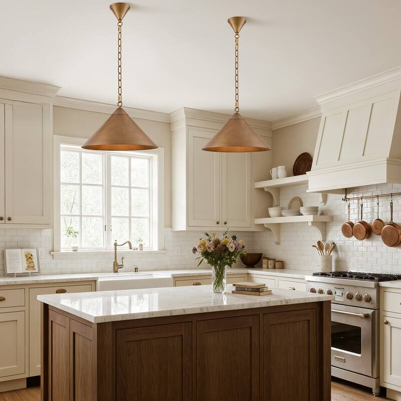 1-Light Gold Cone Pendant Light 15.8inch Metal Hanging Lighting