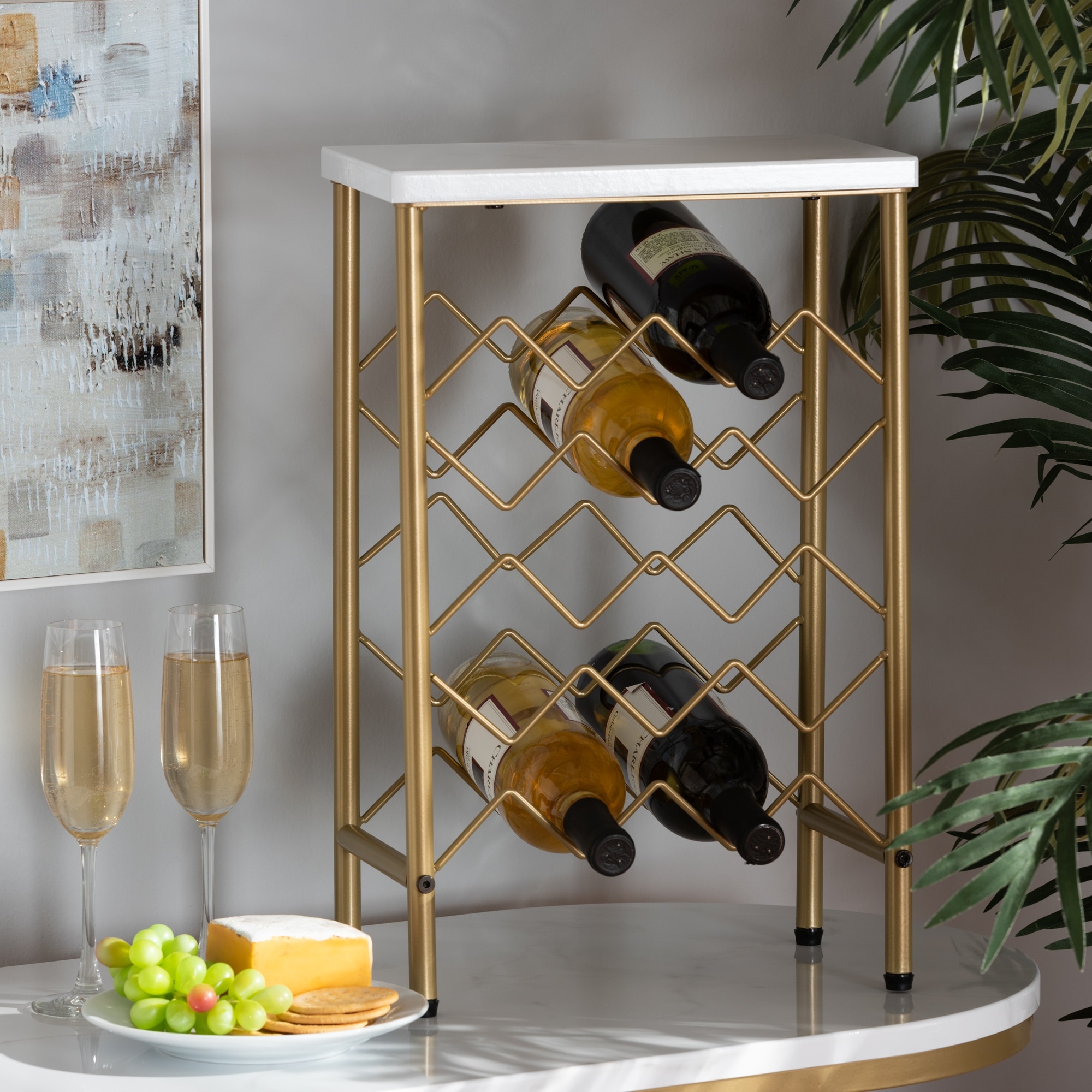 Wine rack sales with marble top